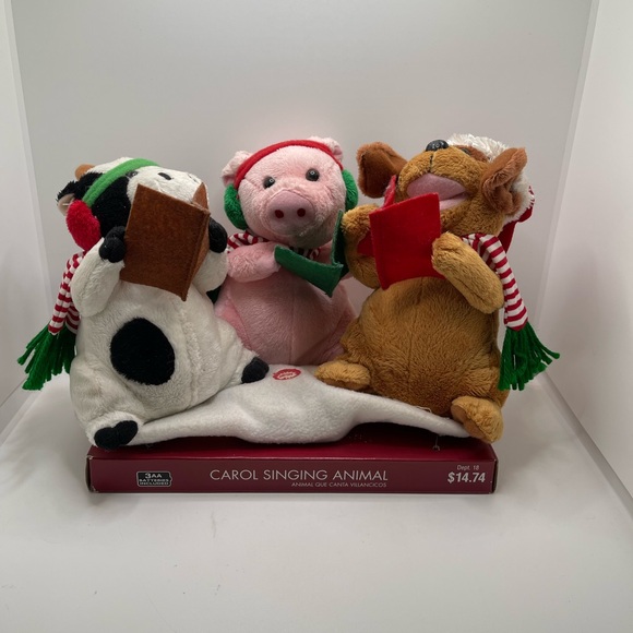 Animated Singing Christmas Cow Dog Snowman of America Plush Jingle Bell WORKS - Picture 1 of 10